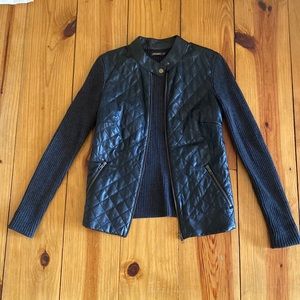 J McLaughlin motto leather knit jacket